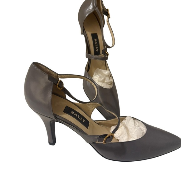 Bally Women's Gray Leather Heels Italian leather shoes very elegantgant and chic - Picture 2 of 12